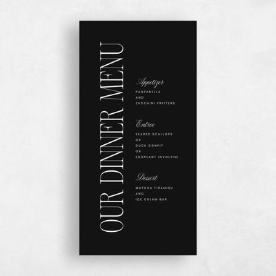 Black Wedding Menu - Thisbe