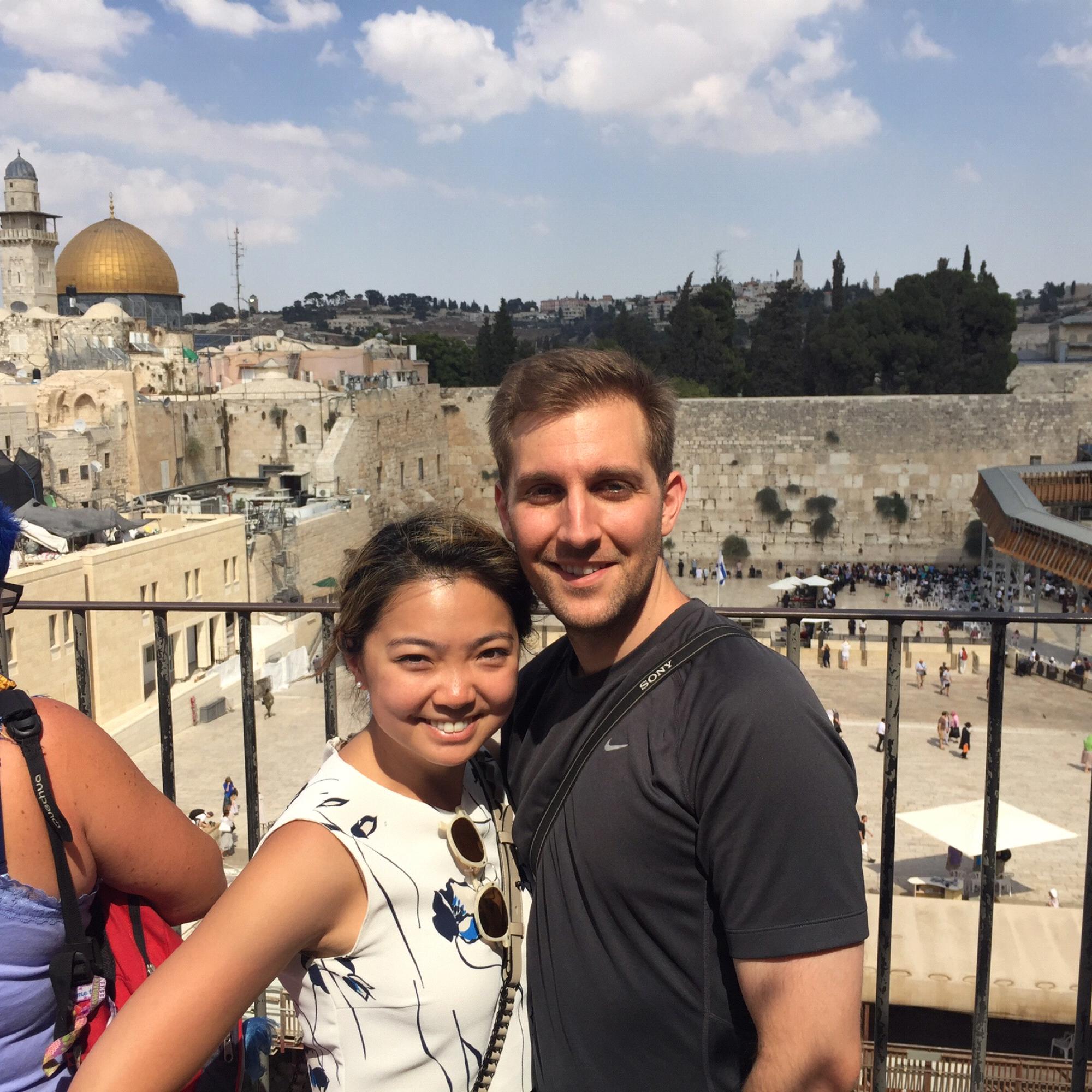 In front of the Western Wall in Jerusalem during Julia's first trip to Israel