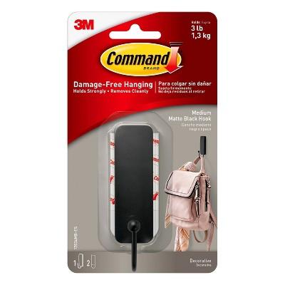 Command Medium Sized Hook (1 Hook 2 Strips)Matte Black