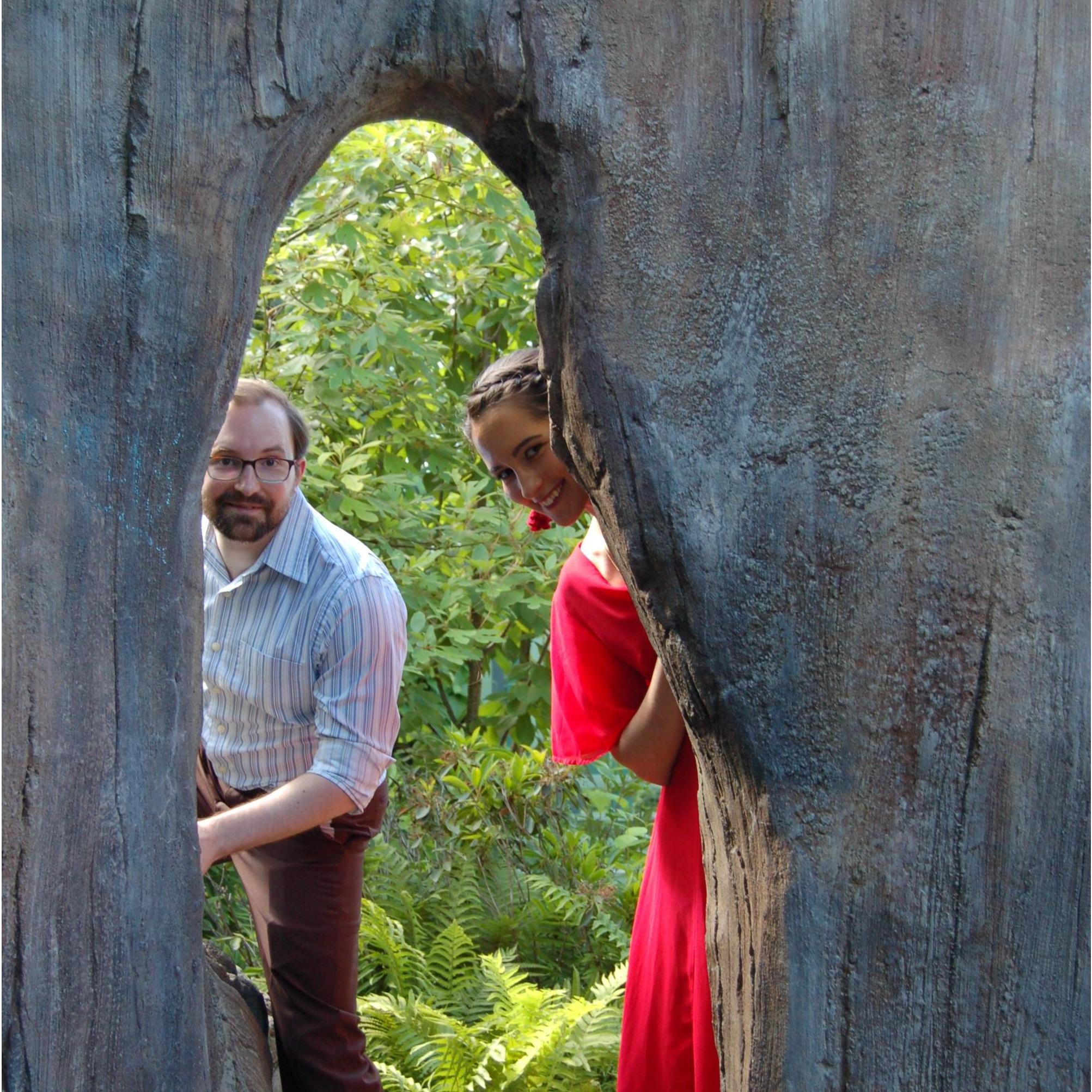 Playing around in one of our favorite spots in State College - the Children's Garden at the Arboretum. Photo taken by Kevin's sister, Becky Agnew.