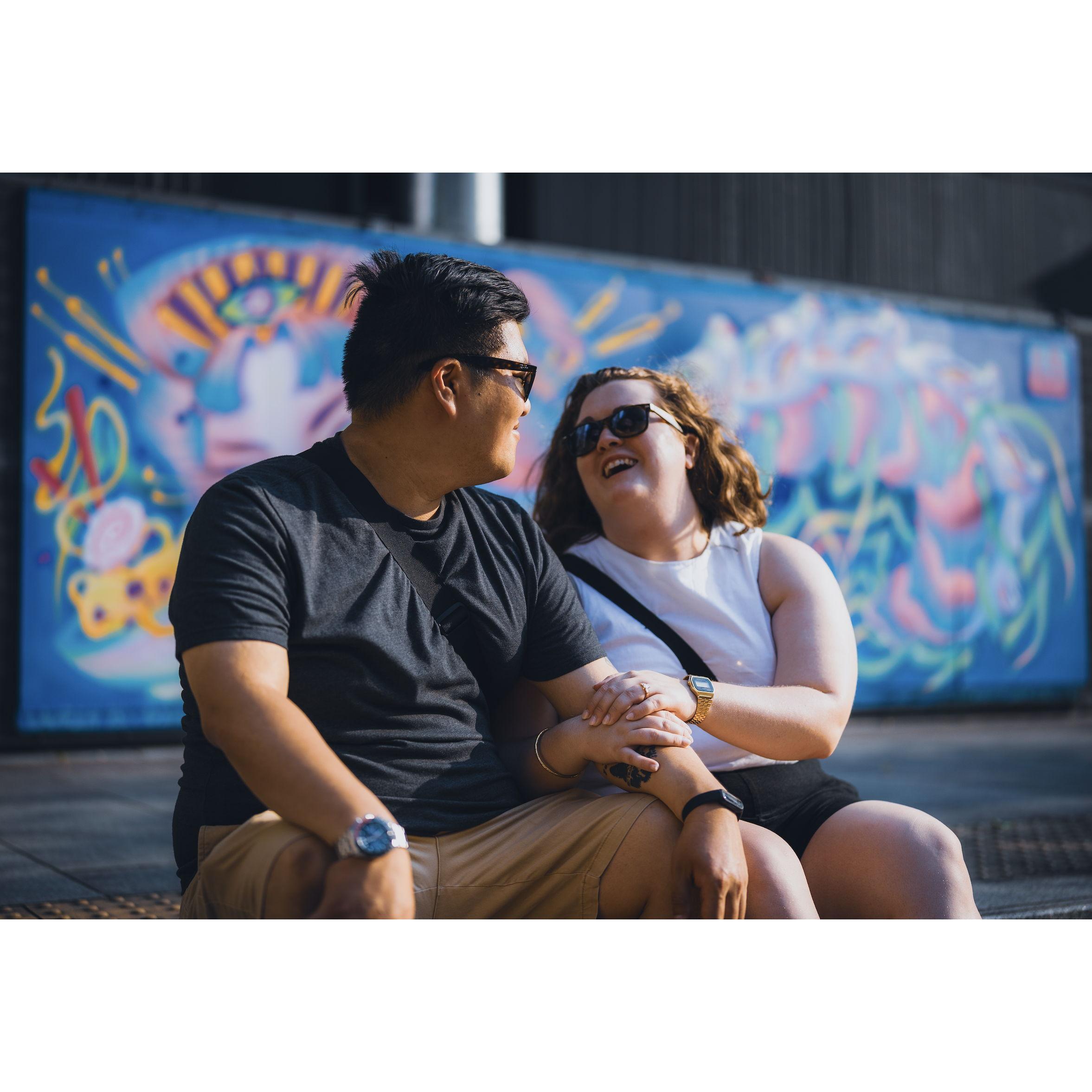 More giggling on the Osaka riverfront