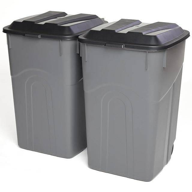 United Solutions Durable 45-Gallon Wheeled Outdoor Trash Can with Lid - Ideal for Waste Management, Trash Bins with lids and Wheels for Easy Mobility, Black and Gray