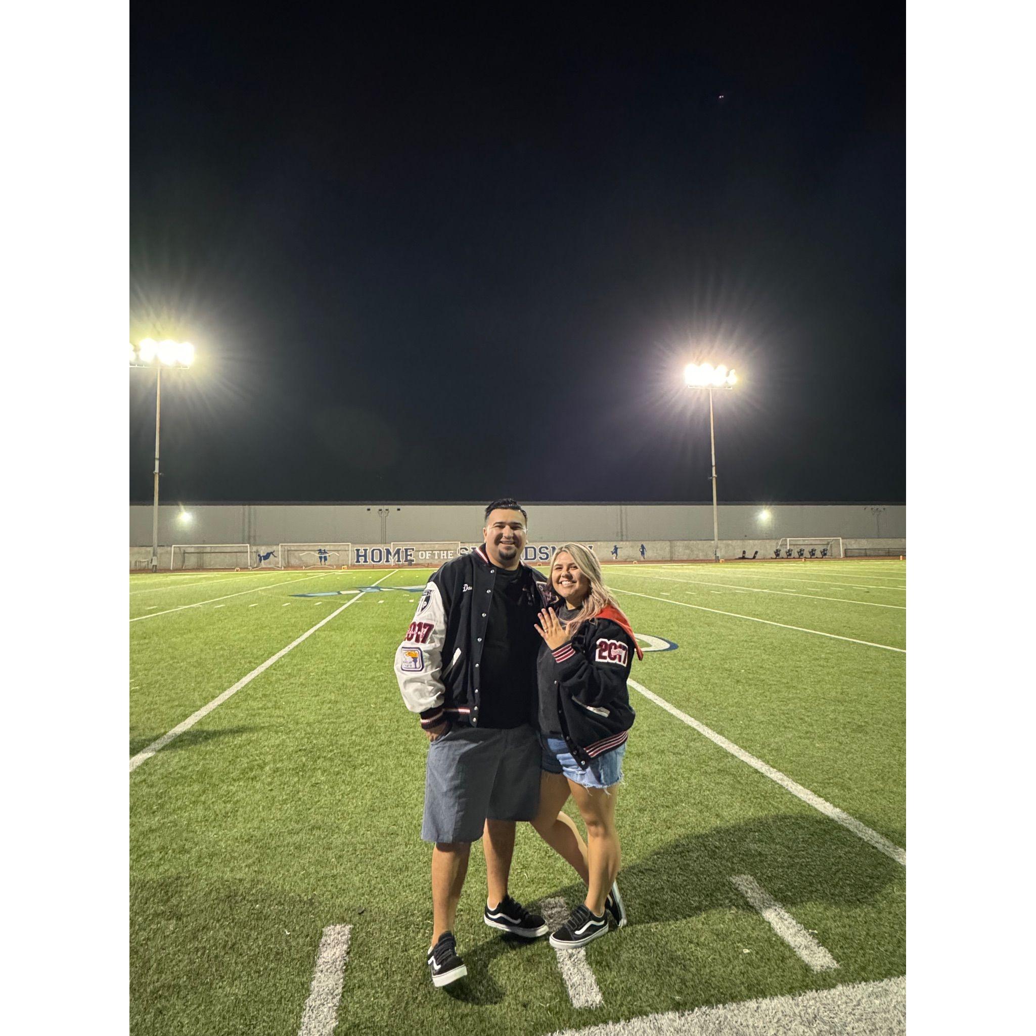 Our first time back where we met.. engaged! St. Paul- Go Swordsmen!