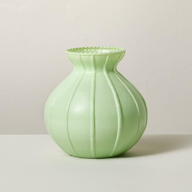 Ribbed Milk Glass Bouquet 4.5" Vase Mint Green - Hearth & Hand™ with Magnolia