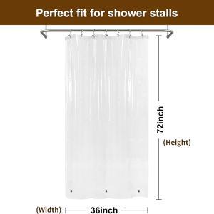 Barossa Design Small Shower Curtain for Shower Stall Size 36 x 72 inches,PEVA - Waterproof, Eco-Friendly, Non-Toxic, Odorless, PVC Free, Metal Grommets (Clear)