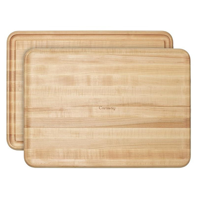 Caraway 17” Prep & Serve Butcher Block, Wood Cutting Board for Kitchen, Rectangle Dual-Sided Chopping Block for Prep, Presentation, and Serving, Maple