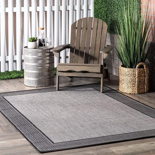 nuLOOM Gris Border Outdoor Area Rug, 2' x 3', Grey