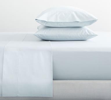 Pearl Blue 400-Thread-Count Organic Percale Sheet Set, Queen