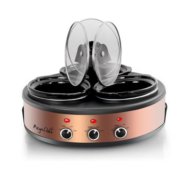 MegaChef Triple 1.5 Quart Slow Cooker and Buffet Server