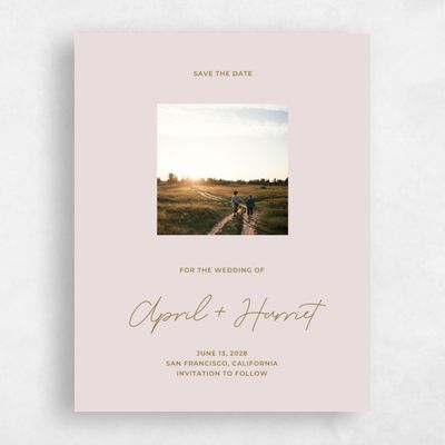 Pink Typography Wedding Save the Date - Geneva Portrait