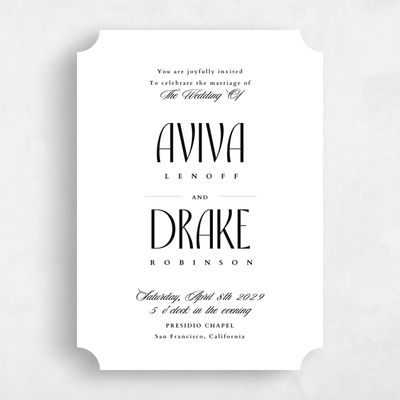 White Ticket Wedding Invitation - Trogir Classic