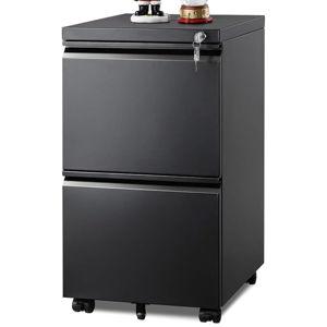 DEVAISE 2 Drawer Metal File Cabinet, Fully Assembled - Black