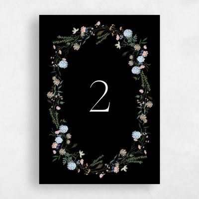 Black Wedding Table Number - Laurelwood Portrait