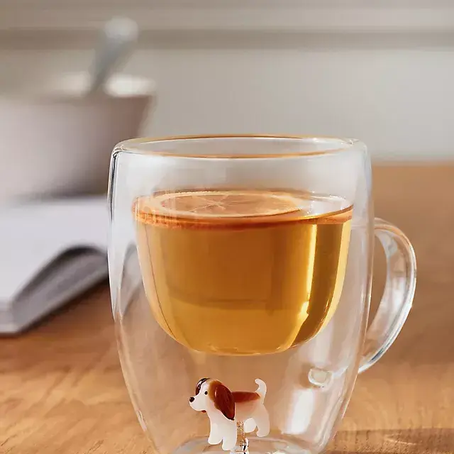 Double-Wall Glass Dog Mug