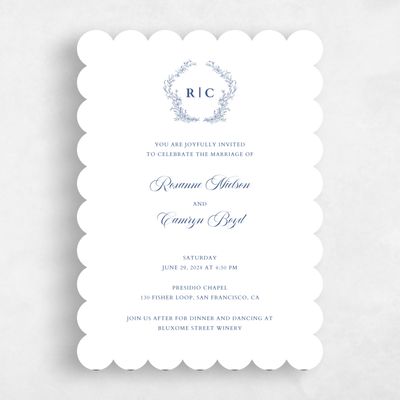 Blue Scalloped Wedding Invitation - Eleanora Classic