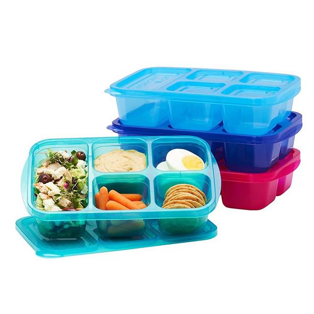 EasyLunchboxes® - Bento Lunch Boxes - Reusable 5-Compartment Food Containers for School, Work, and Travel, Set of 4, (Jewel Brights)