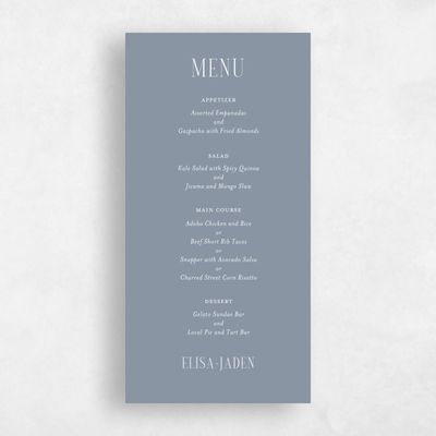Dusty Blue Wedding Menu - Cole