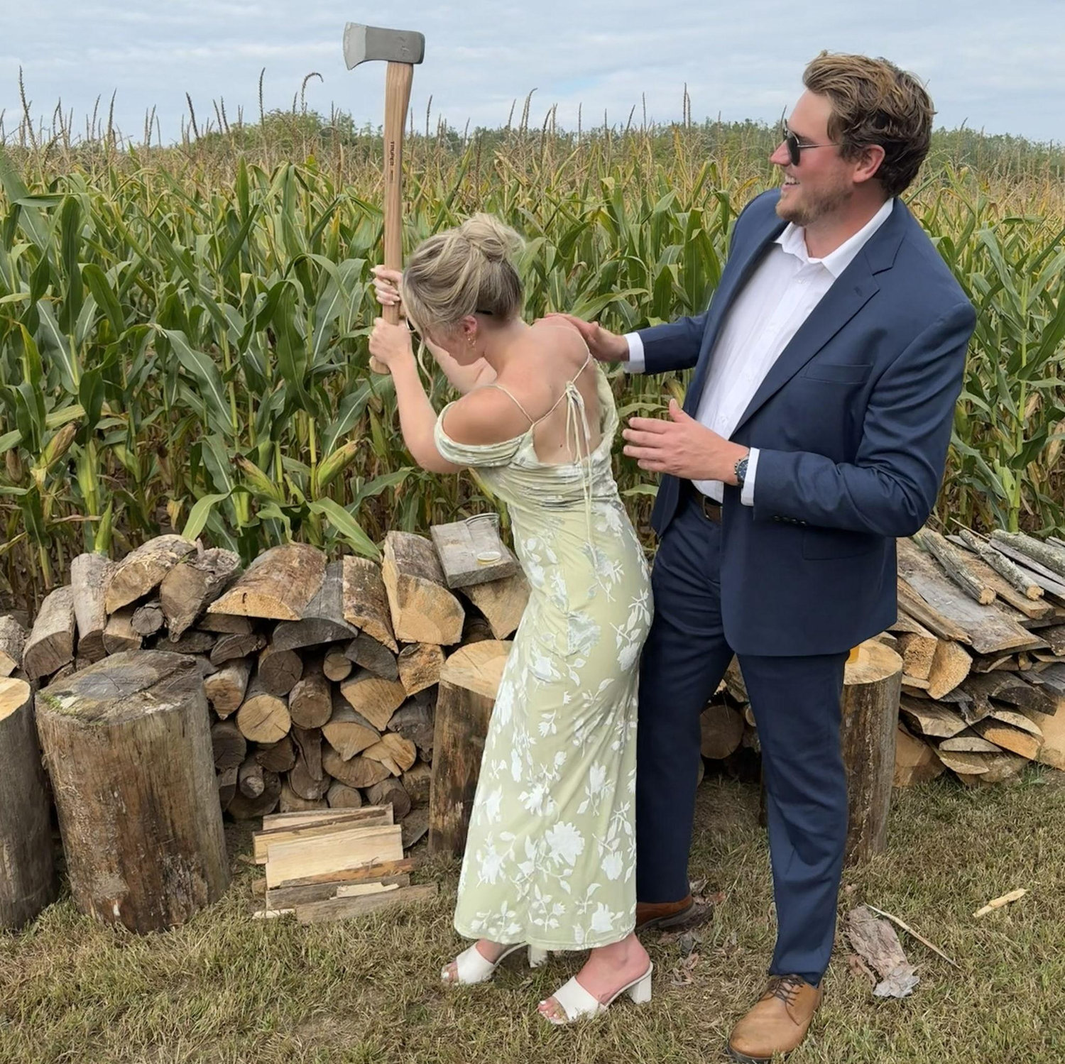 Chopping logs
