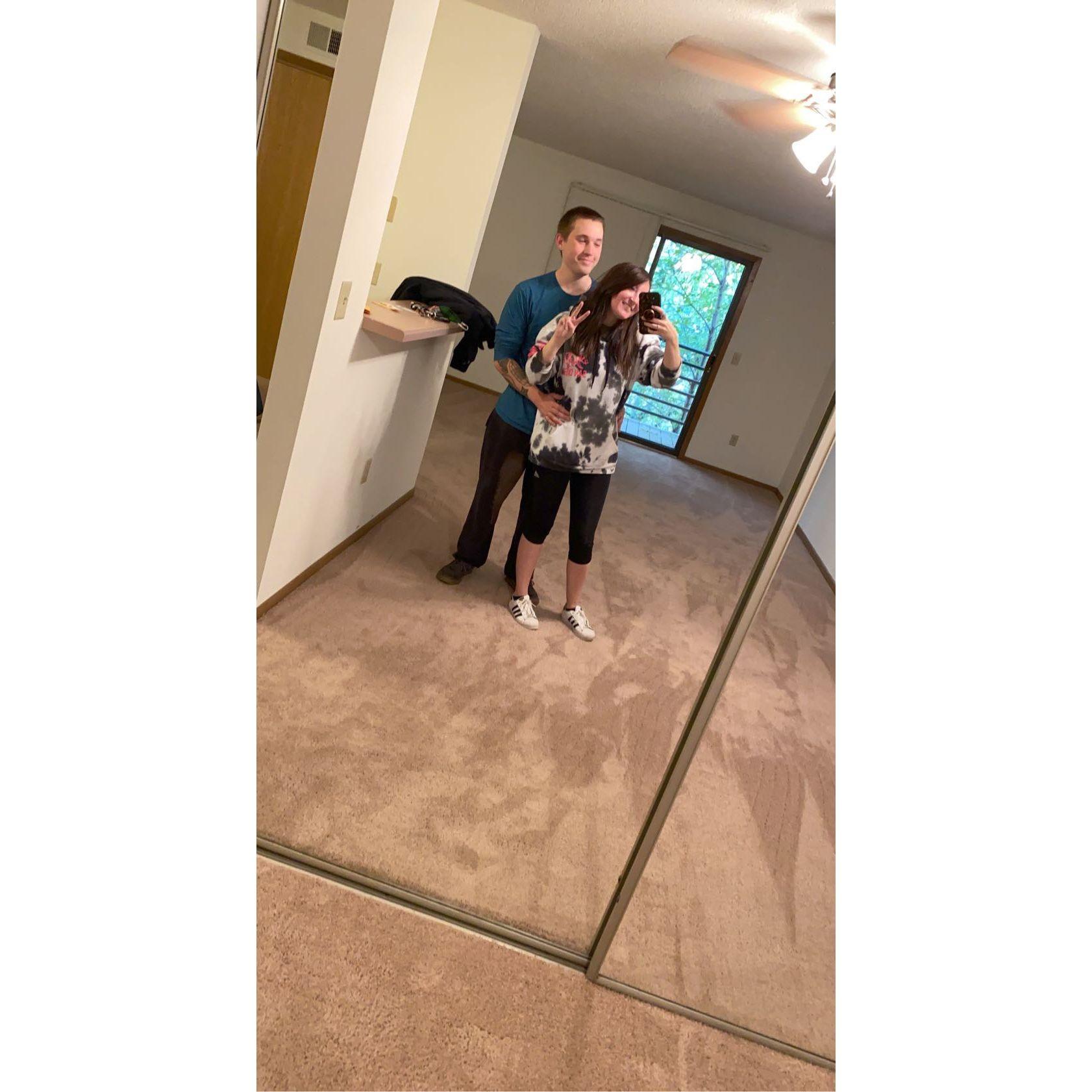 Our first photo in our first apartment together