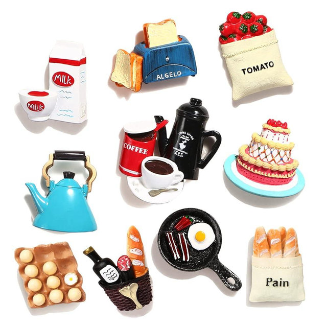10pcs Food Fridge Magnets for Fridge Fun Cute Magnet Refrigerator Stickers for Kitchen Magnet Decorative Strong Resin Magnets Home Decor Office