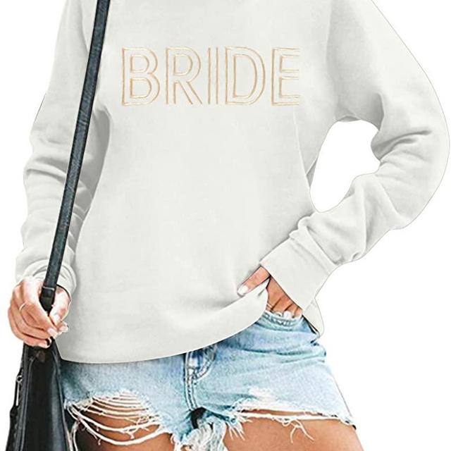 Bride Sweatshirt Bride Women Embroidered Bride Gifts Shirts Bachelorette Party Shirt Wedding Vacation Pullover Top