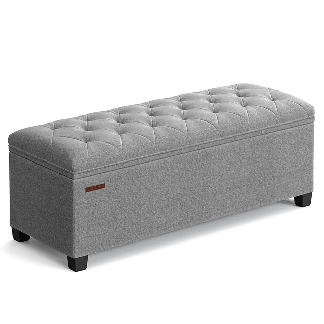 SONGMICS Storage Ottoman Bench, Bench with Storage, for Entryway, Bedroom, Living Room, Light Gray ULSF088G02