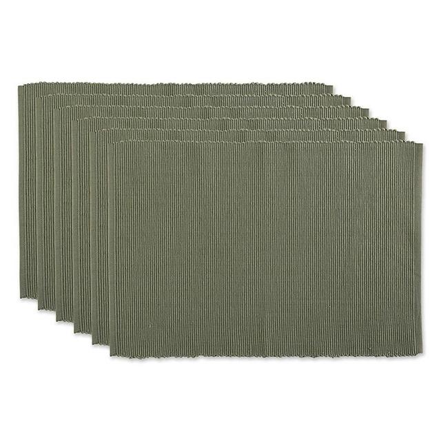 DII 100% Cotton Basic Ribbed Placemat Set, 13x19, Artichoke 6 Count