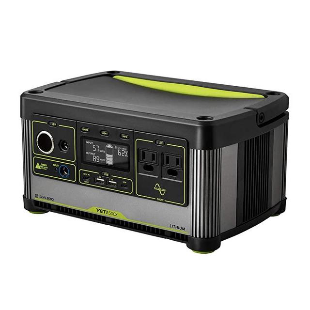 Goal Zero Yeti 500X Portable Power Station, 505Wh Portable Lithium Battery Emergency Power Station, Outdoor Solar Generator, 120V AC Pure Sine Wave Inverter, 12V Car Port, 6mm, USB C PD, USB A Port