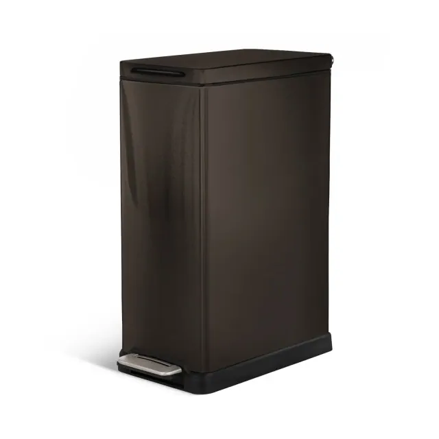 Home Zone Living 12 Gallon Slim Kitchen Trash Can with Soft Close Lid, Removable Liner, and Bag Tuck Band, Matte Black