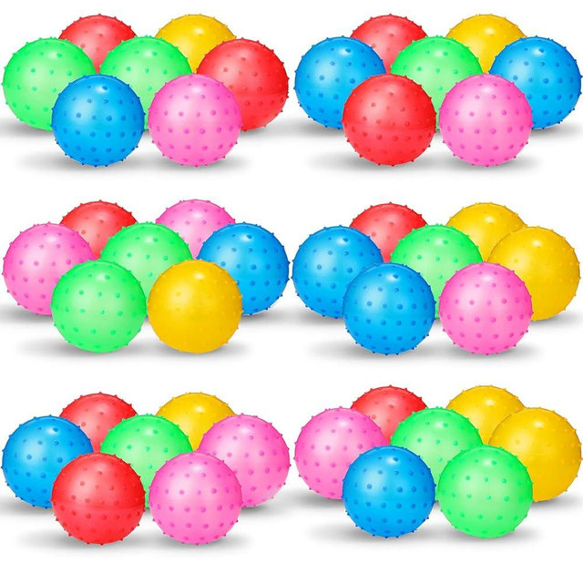Jerify Knobby Balls 4.72" Bouncy Spiky Sensory Ball Bulk Soft Inflatable Massage Stress Plastic Toy for School Party Play Outdoor Indoor