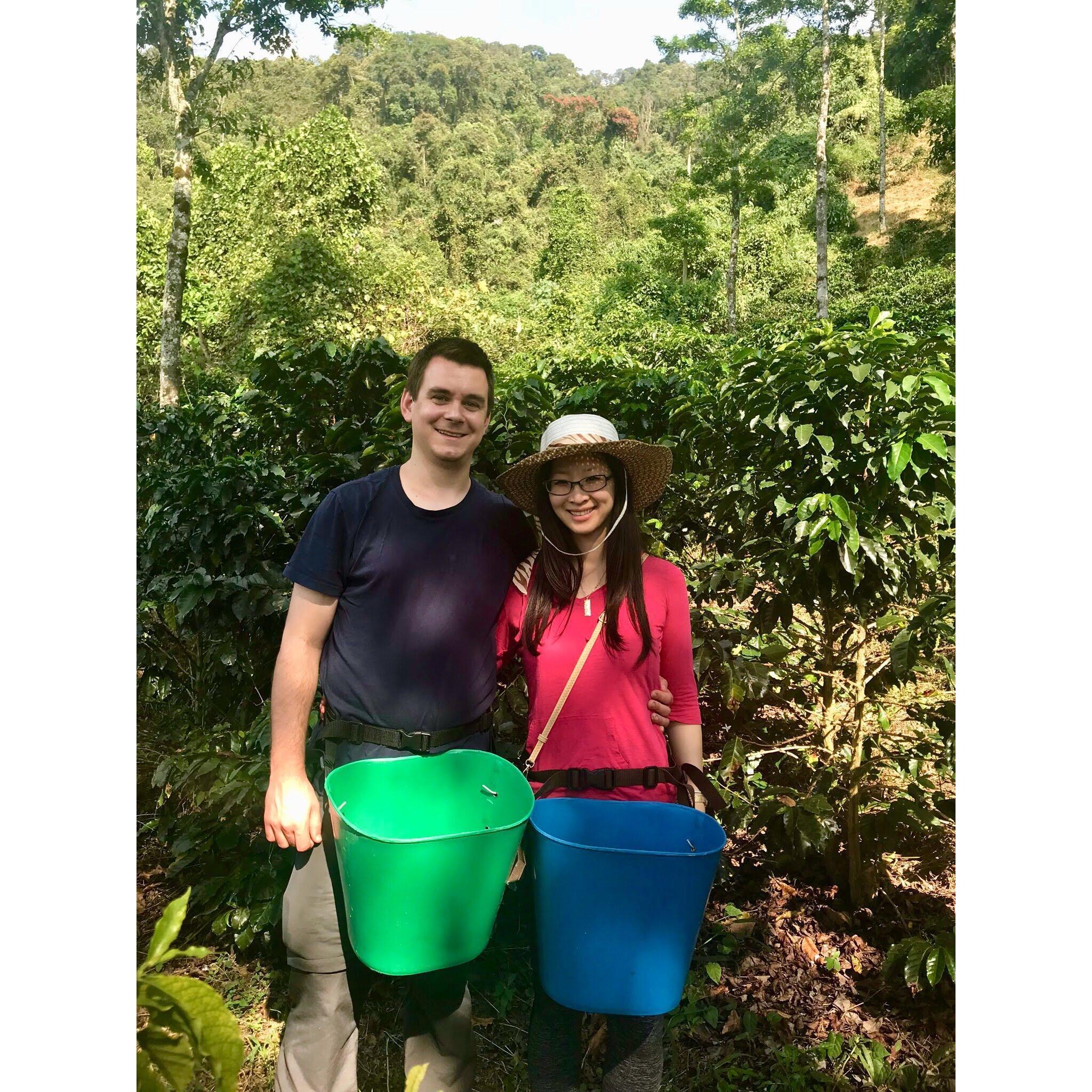 We worked on a farm in Colombia picking coffee beans. Ken earned .50c to Pema’s .19c for an hour of hard work