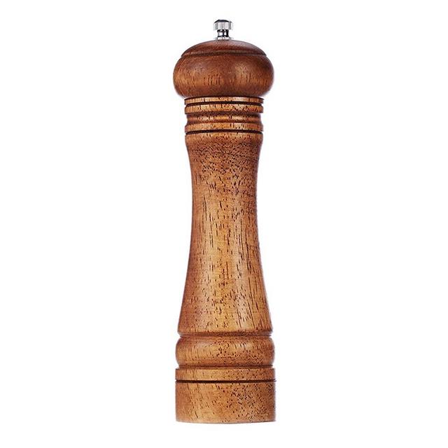 Wood Pepper Grinder Pepper Mill,Adjustable Coarseness Wooden Peppermill, Ceramic Grinding Mechanism Salt Mill Refillable - 8inch (1 Piece)