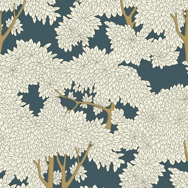 HomKihapai Tree Peel and Stick Forest Jungle Waterproof Bathroom Mural Stick on Wallpaper (Peacock Blue, 17.7in x 16.4ft)