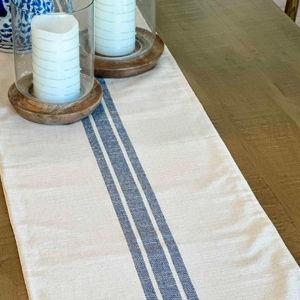 Piper Classics Market Place Blue Grain Sack Stripe 72" Table Runner