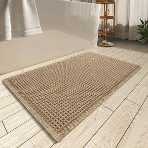 AMOAMI Upgraded Waffle Bath Mat (Brown)