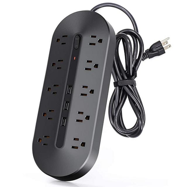 Power Strip, EURPMASK Surge Protector with 10 AC Outlets and 3 USB Ports, Heavy Duty 6.5Ft Extension Cord(1625W/13A), Wall Mountable, Multiplug for Multiple Devices Smartphone Tablet Laptop Computer