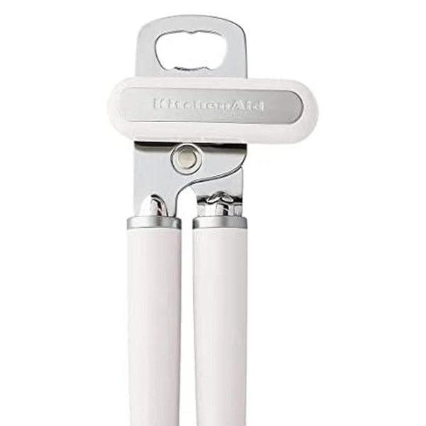 KitchenAid Classic Multifunction Can Opener and Bottle Opener Easy to Use, Razor Sharp Stainless Steel Cutting Wheel, Soft Ergonomic Handles, Almond Cream