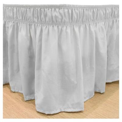White Wrap Around Solid Ruffled Bed Skirt (Queen/King)(80" X 60")- EasyFit