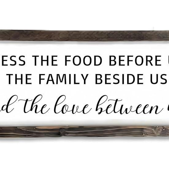 Dazingart Bless The Food Before Us Sign, Farmhouse Dining Room Wall Art, Rustic Christian Kitchen Dinning Prayer Wall Decor Housewarming Gift For New Home (bless food)