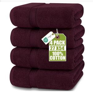 Bath Towel Set: Burgundy, 4 Bath Towels