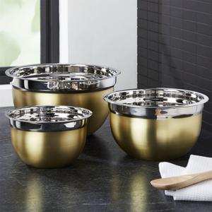 Gold Mixing Bowls, Set of 3