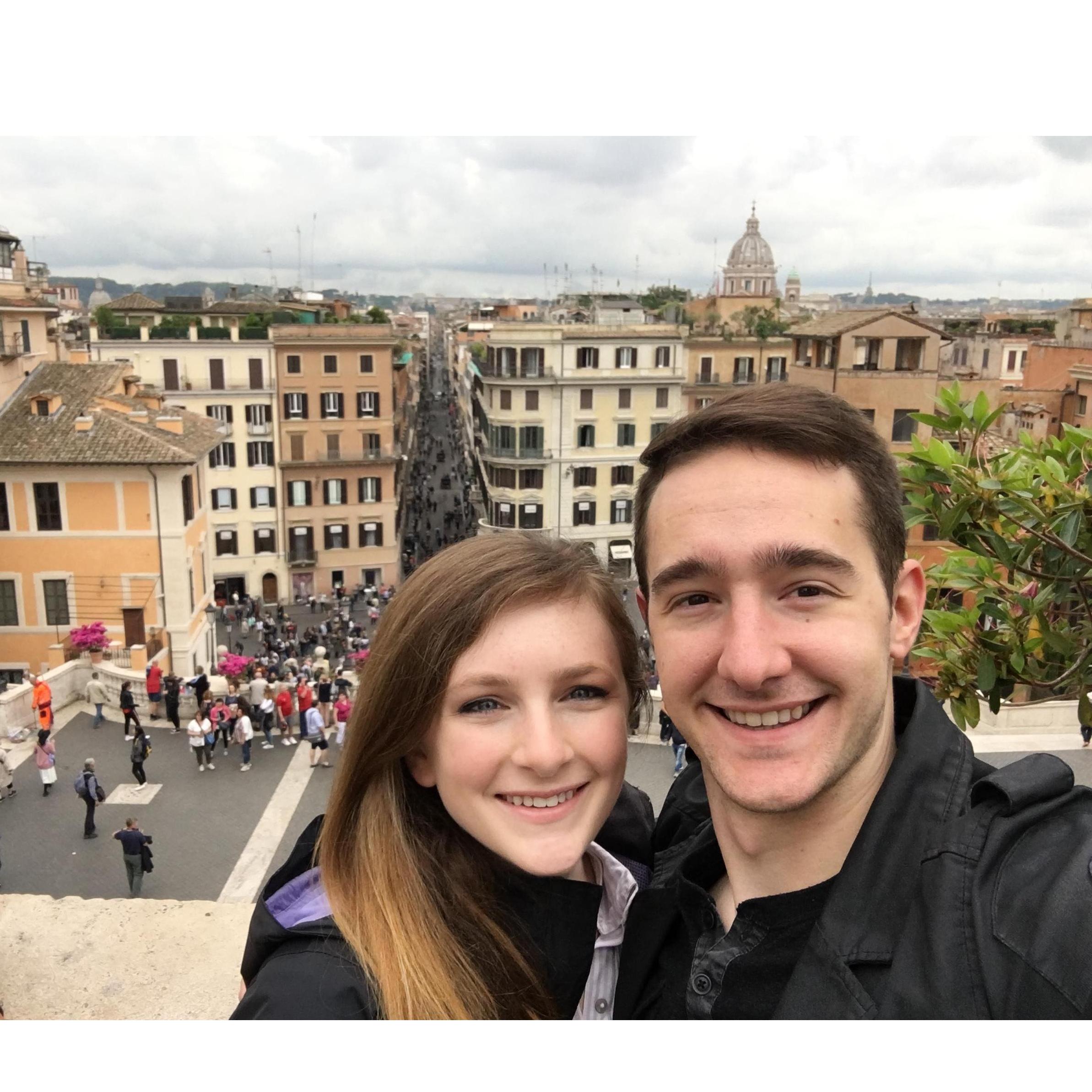 Trip Adventure: Rome, Italy. Overlooking the Spanish Steps on our magical engagement trip