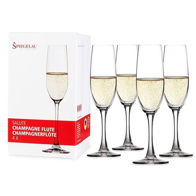 Spiegelau Salute Champagne Wine Glasses, Set of 4, European-Made Lead-Free Crystal, Classic Stemmed, Dishwasher Safe, Professional Quality Wine Glass Gift Set, 7.4 oz