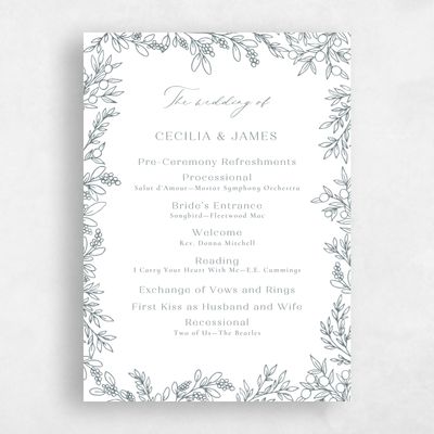 White Simple Wedding Program - Vinehall