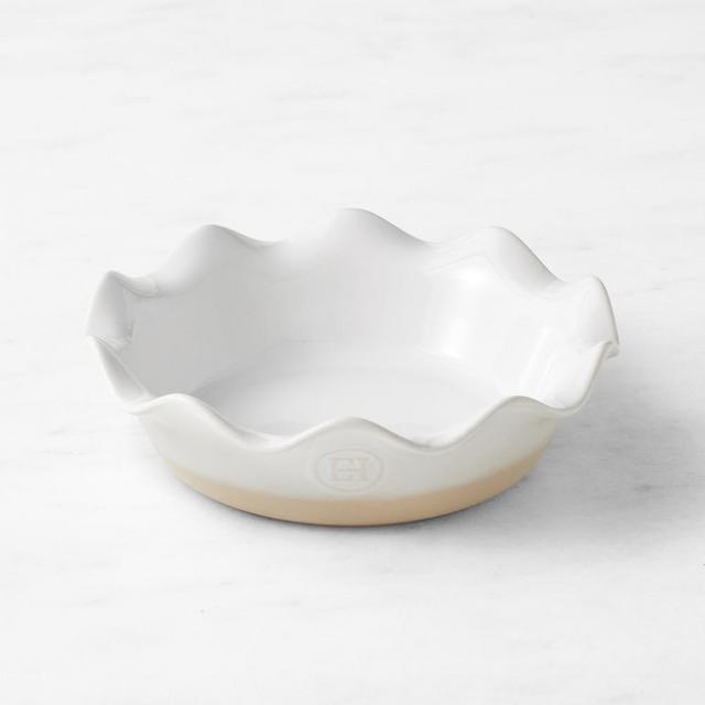 Emile Henry Mini Ruffle Pie Dish, White, Set of 2