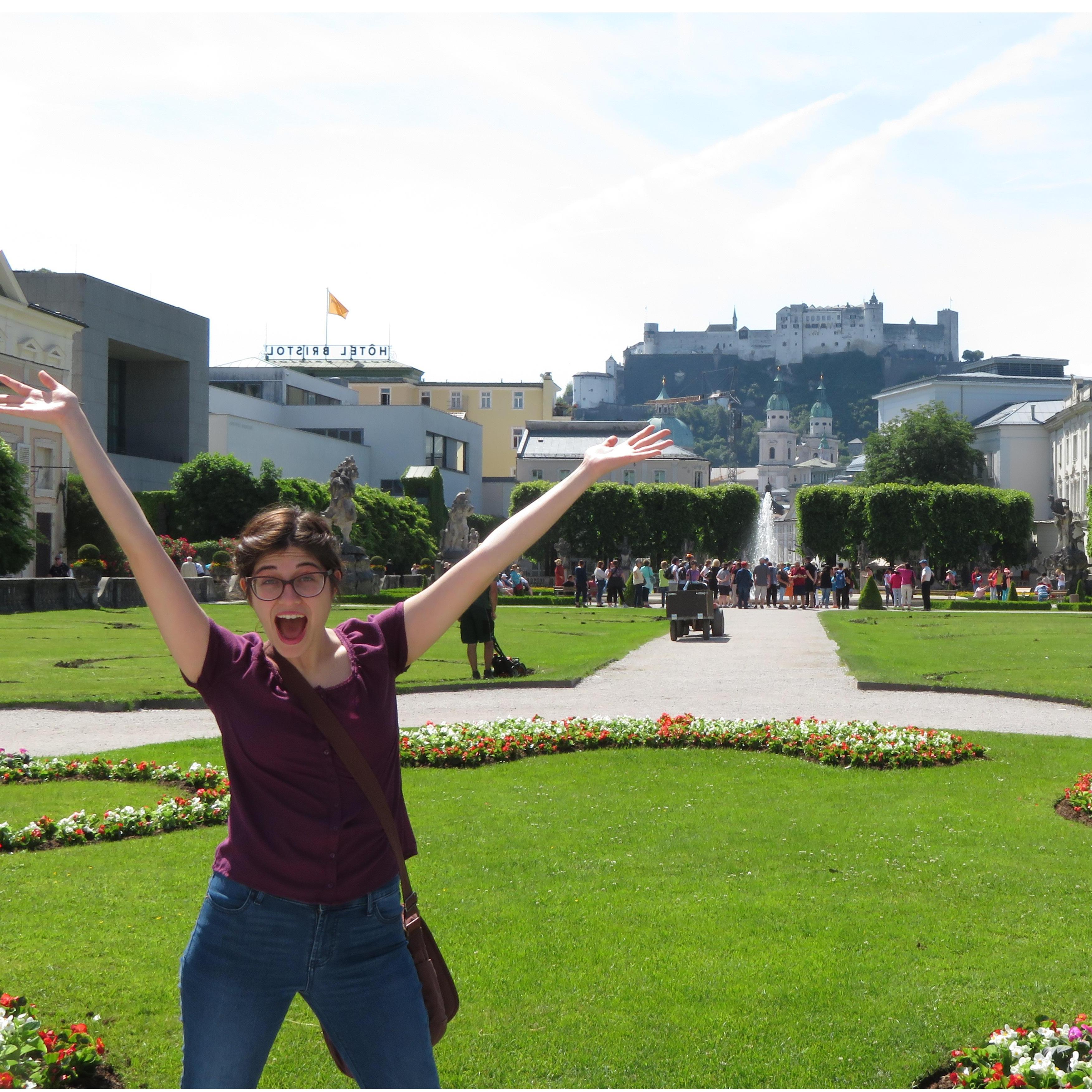 May 23, 2018: Caitlyn was very excited to explore the Mirabel Gardens in Salzburg, where part of "Do Re Mi" from the Sound of Music was filmed. (And, yes, she definitely sang it while we were there.)