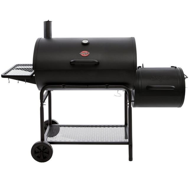 Smokin' Champ Charcoal Grill Horizontal Smoker in Black