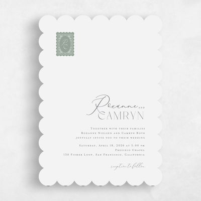 Sage, Green Wedding Invitation - Poplar Stamp