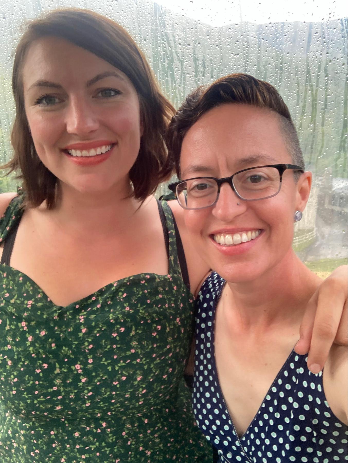 Cozied up in a gondola, headed to our friends’ mountain top wedding ceremony.