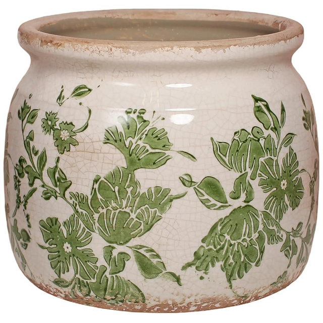 Xiaan Jiaju Ceramic Pots for Plants, Plant Pots with Drainage Hole, 6.29in. Flower Pots Ceramic Vase, Vintage Planters & Succulent Pots, Crackle Glaze Finish Planter Vase, Classic Green